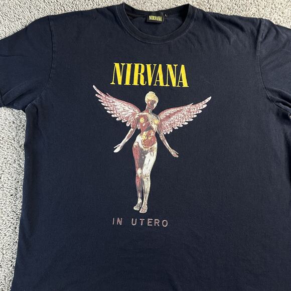 Nirvana In Utero Shirt Mens Large Black Band Tee 2021 Angel Graphic Grunge Rock - Picture 3 of 12